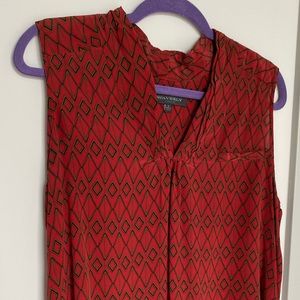 Red patterned work blouse